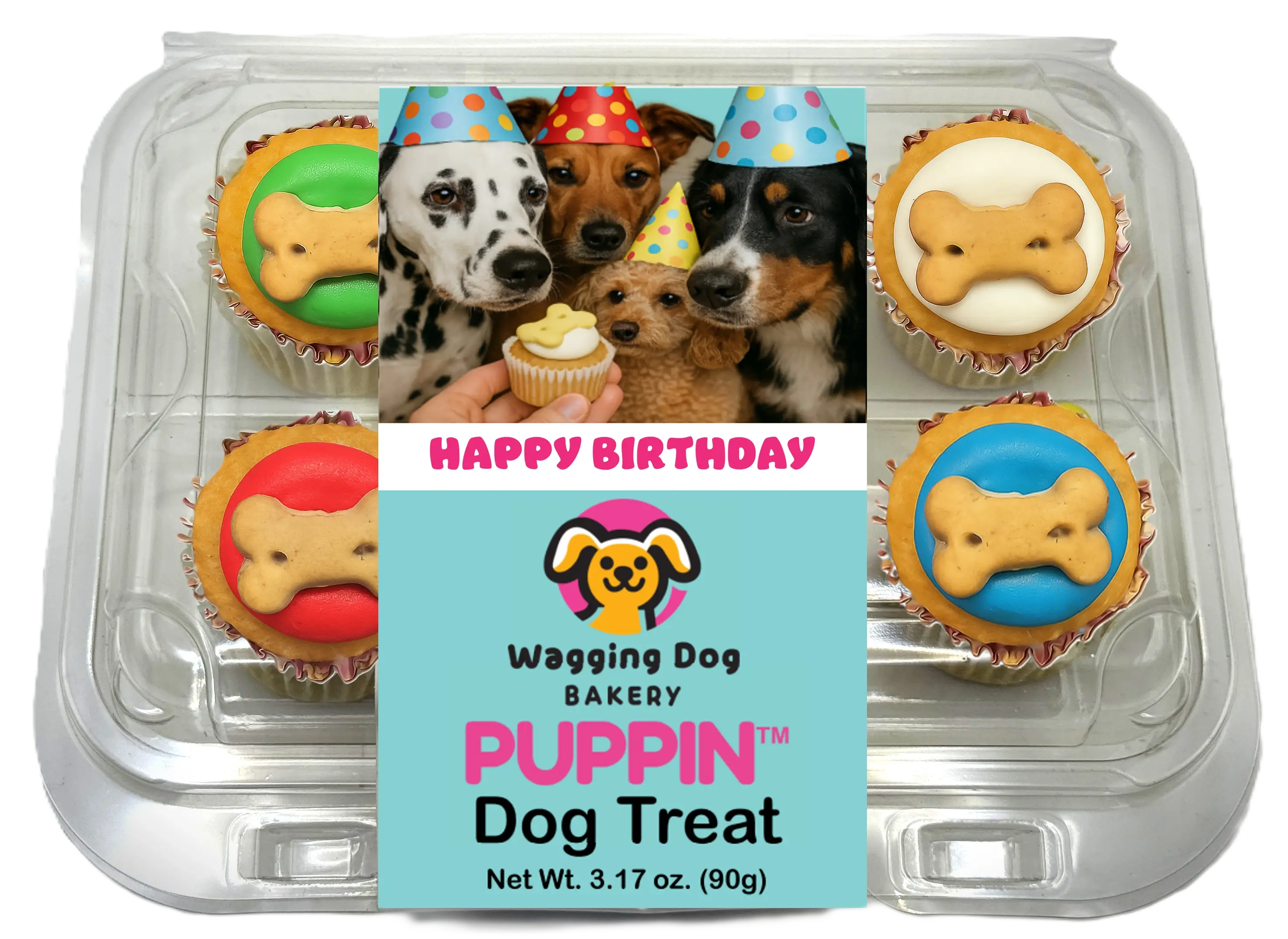 6 pack Puppin Tray, Happy Birthday, 10 per Case